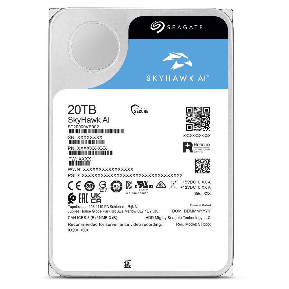 Ổ cứng Seagate Skyhawk AI 20TB 3.5'' ST20000VE002 (Chuyên dụng cho Camera)