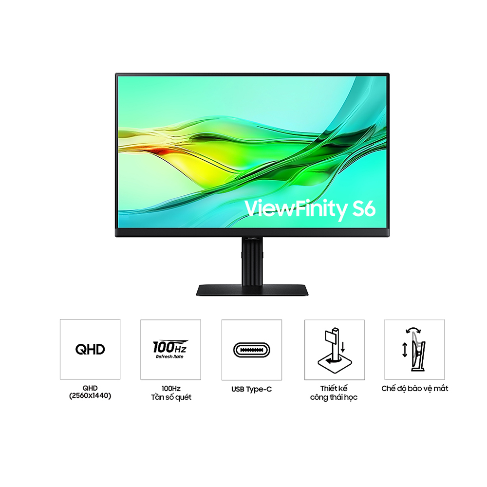 Màn Hình SAMSUNG ViewFinity S6 S60UD LS27D604UAEXXV (27 inch - IPS - 2K - 5ms - 100Hz)