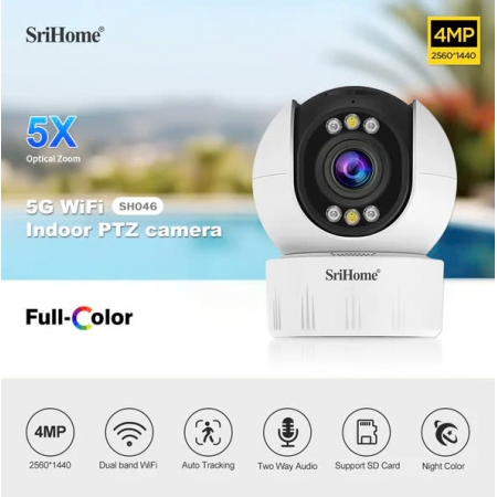 Camera Srihome SH046 4MP 5x Zoom 5G WiFi - Giám Sát Chuyên Nghiệp Với Độ Nét Cao Và Zoom Quang Học