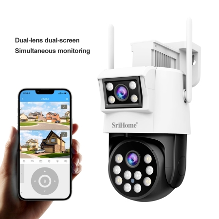 Camera Srihome SH048 - Có 2 Mắt Quan Sát 2 Khung Hình, Đàm Thoại 2 Chiều Màu Sắc Ban Đêm Nét