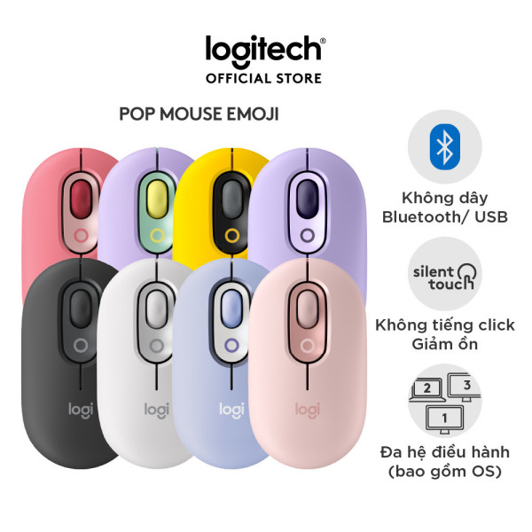 Chuột không dây Logitech Pop Mouse with EMOJI