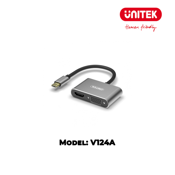 Đầu đổi Type-C -> HDMI+VGA UNITEK V124A