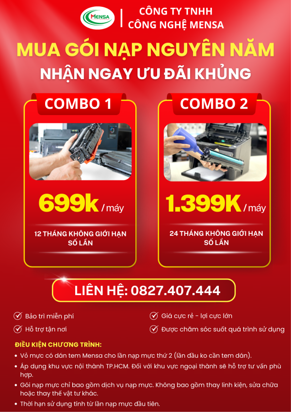 GÓI DỊCH VỤ NẠP MỰC NGUYÊN NĂM