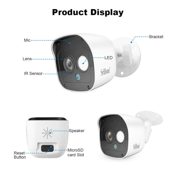 Camera SriHome SH029 - Thoại hai chiều, Hồng ngoại nhìn đêm, Chống nước (Trong nhà & Ngoài trời)