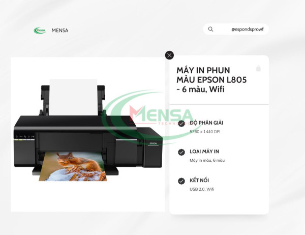Máy in phun màu Epson L805 - 6 màu, Wifi