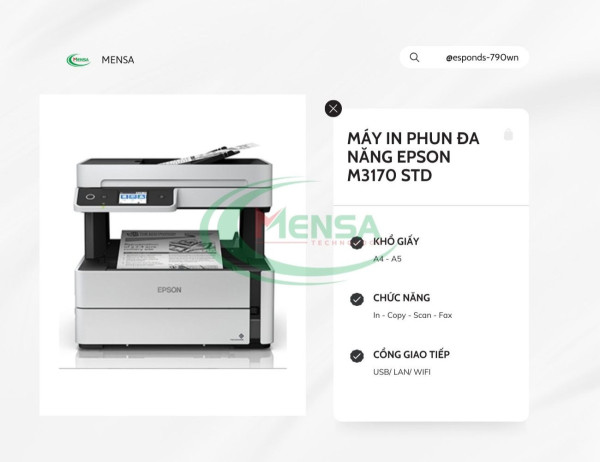 MÁY IN PHUN ĐA NĂNG ĐEN TRẮNG EPSON M3170 STD