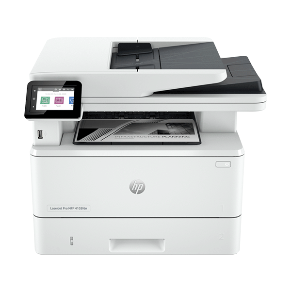 Máy in laser đen trắng HP LaserJet Pro MFP 4103FDN 2Z628A (A4/A5/ In/ Copy/ Scan/ Fax/ Đảo mặt/ ADF/ USB/ LAN)