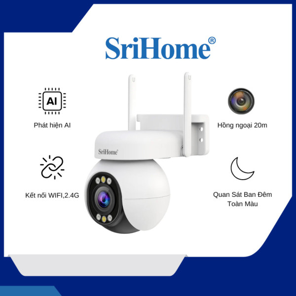 Camera Srihome SH052 5MP 2.4G WIFI Quan Sát Ban Đêm