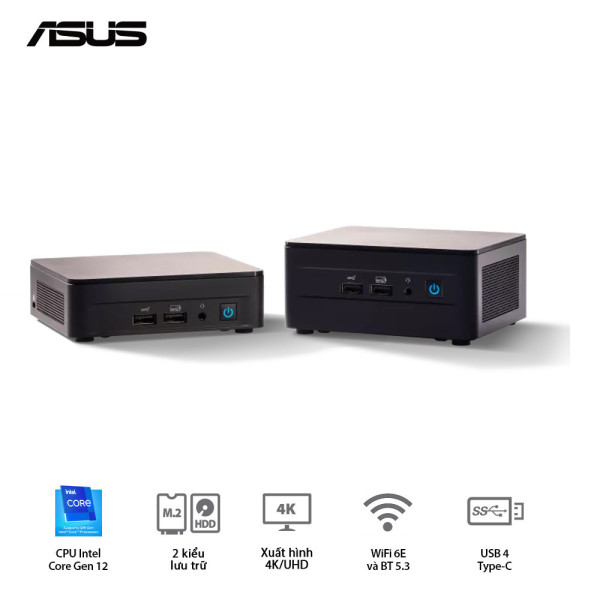 Mini PC ASUS Intel NUC 12 Pro (i3-1220P | DDR4 | Intel Iris Xe | Wi-Fi 6 | Bluetooth | Thunderbolt 4 | Support 8K ) - RNUC12WSHI300001I)