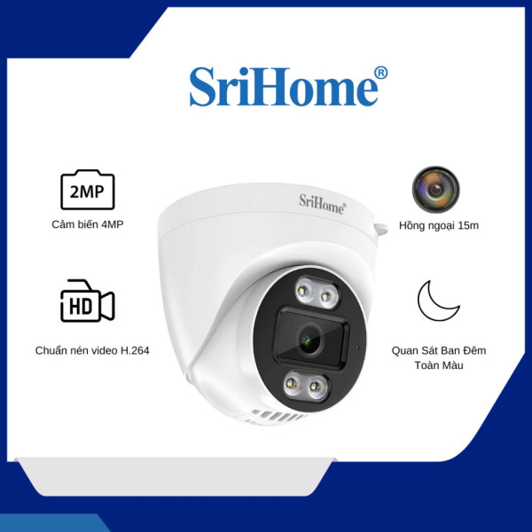 Camera Wifi Srihome SH030 Giám Sát An Ninh Cả Ngày Và Đen, Tầm Nhìn Hồng Ngoại 15m