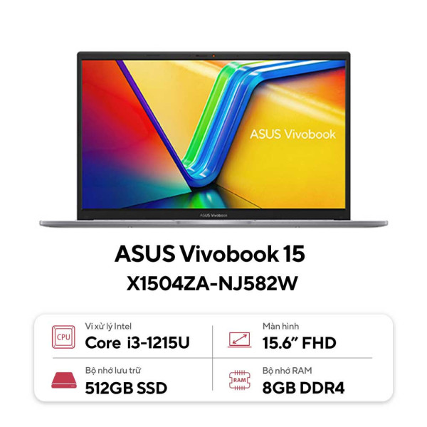 Laptop Asus Vivobook 15 X1504ZA-NJ582W (Intel Core i3-1215U | 8GB | 512GB | Intel UHD | 15.6 inch FHD | Win 11 | Bạc)