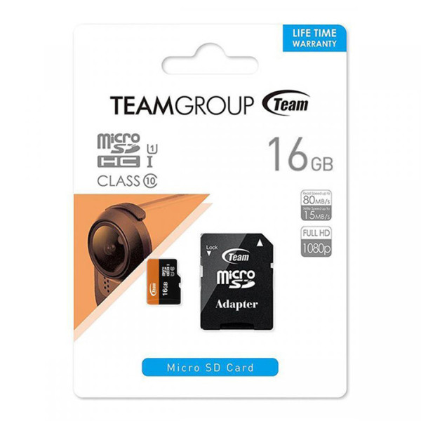 Thẻ nhớ MicroSD 16G TEAMGROUP Box Class10 U1 80MB/s Chính hãng